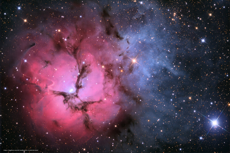 Nebula in Space — Pink, Cosmic, Night, Photograph, Stars, Gas Clouds, Dust