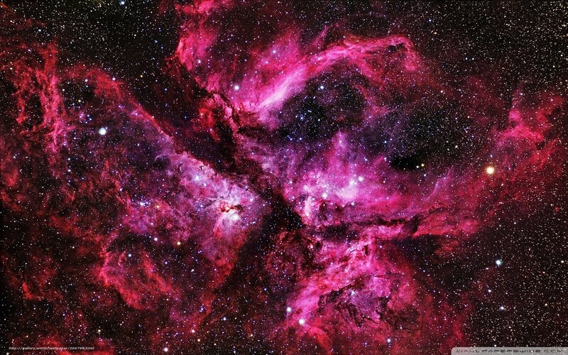 Nebula in Space — Pink, Cosmic, Night, Photograph, Stars, Gas Clouds
