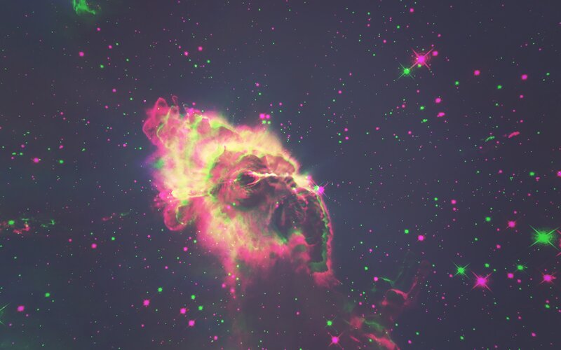 Nebula in Space — Pink, Dramatic, Night
