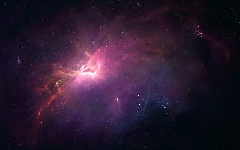 Nebula in Space — Purple, Cosmic, Digital Art, Stars, Gas Clouds, Dust, Pink
