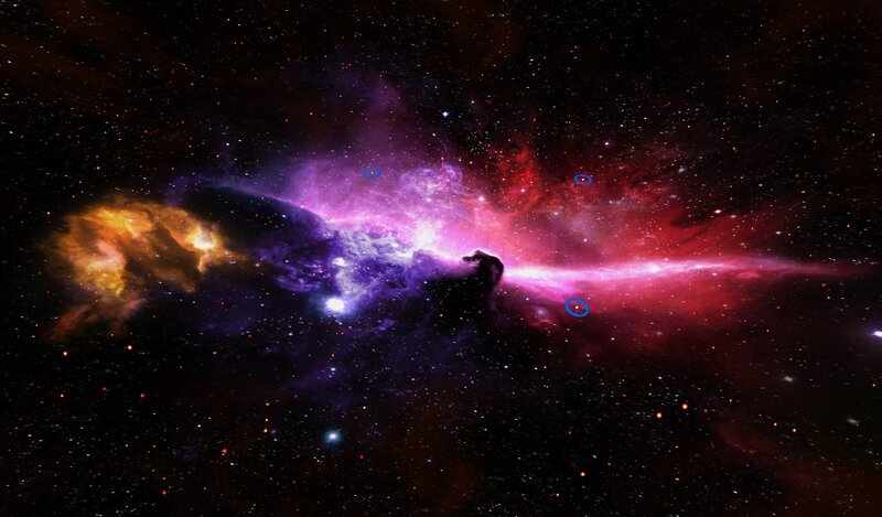 Nebula in Space — Purple, Cosmic, Digital Art, Stars, Gas Clouds, Dust, Red