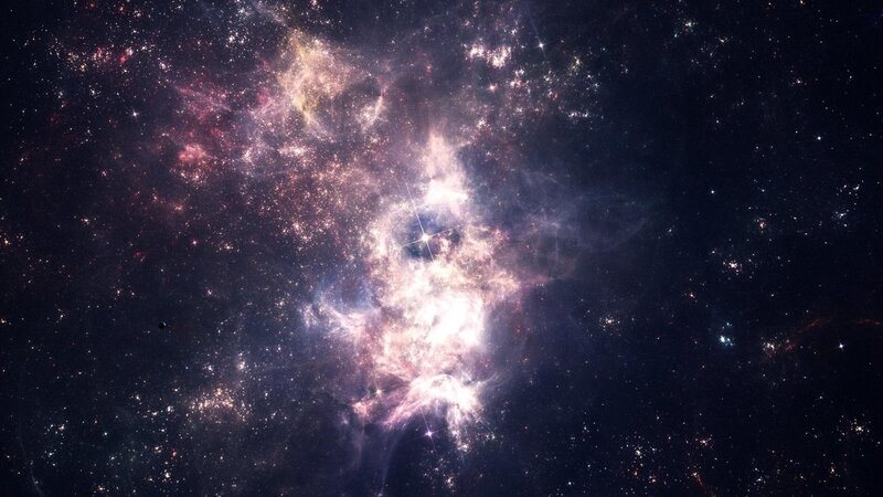Nebula in Space — Purple, Cosmic, Digital Art