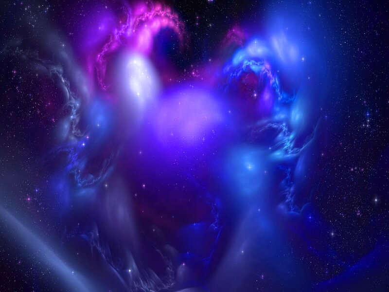 Nebula in Space — Purple, Cosmic, Night, Digital Art, Stars, Gas Clouds
