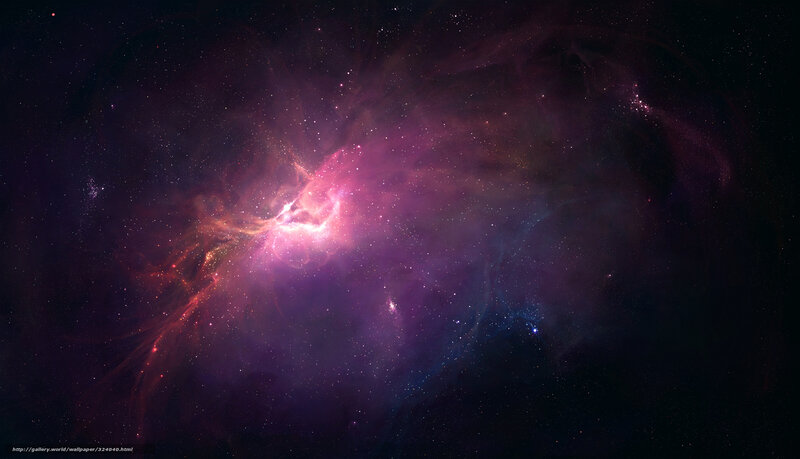 Nebula in Space — Purple, Dramatic, Digital Art, Stars, Gas Clouds