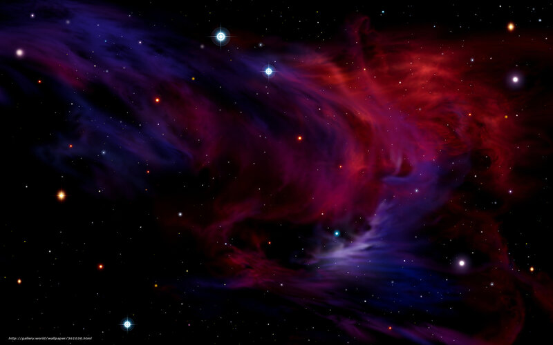 Nebula in Space — Purple, Dramatic, Night, Digital Art, Stars, Gas Clouds