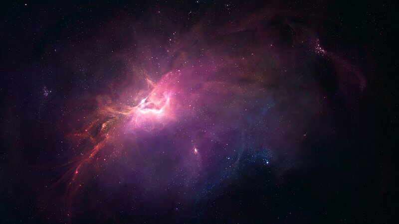 Nebula in Space — Purple, Dramatic, Night, Digital Art, Stars