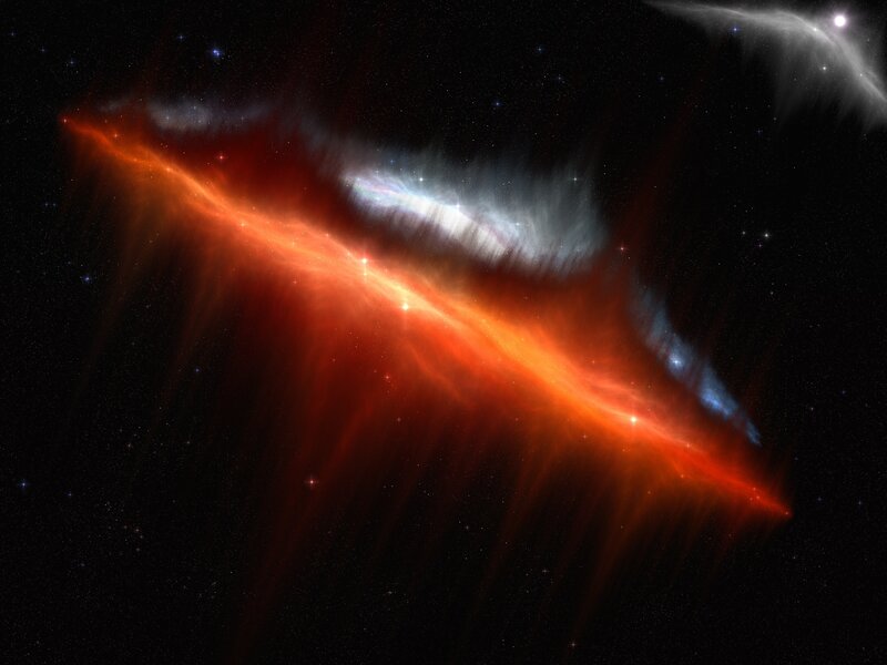 Nebula in Space — Red, Cosmic, Digital Art, Stars, Gas Clouds, Dust, Orange, Black