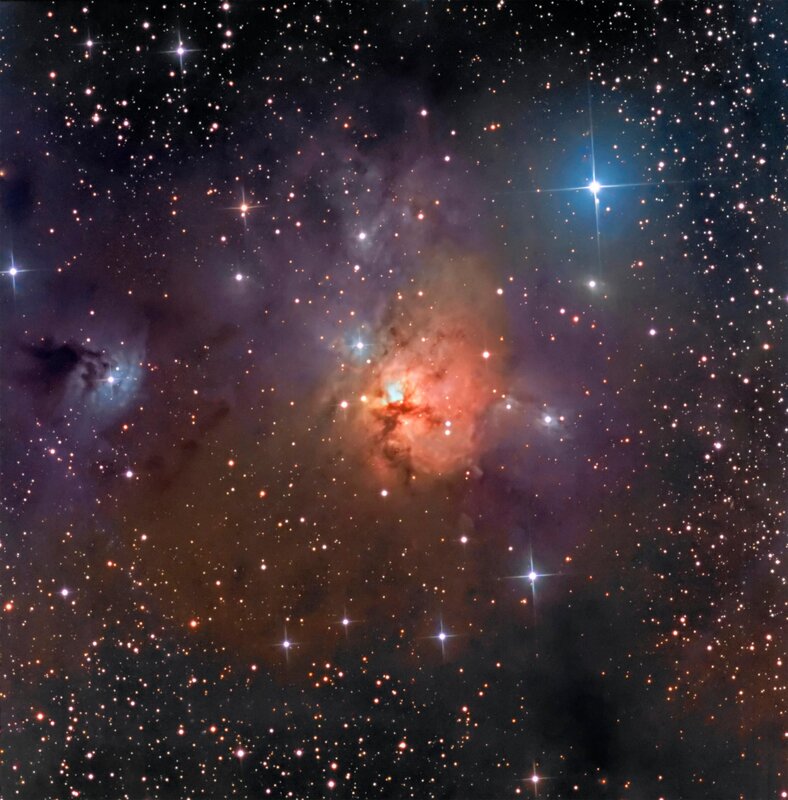 Nebula in Space — Red, Cosmic, Night, Photograph, Stars, Gas Clouds, Dust, Purple, Black, Portrait