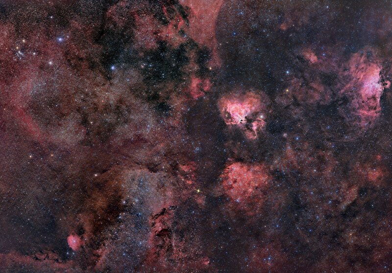 Nebula in Space — Red, Cosmic, Night, Photograph, Stars, Gas Clouds