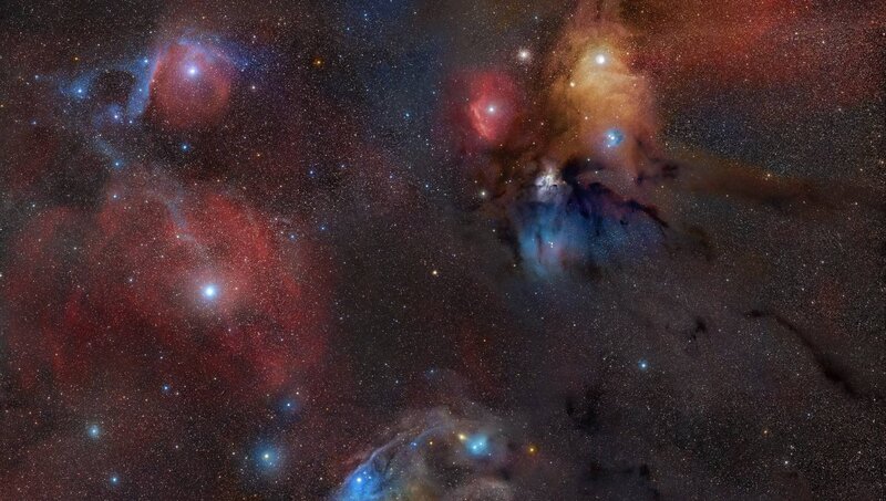 Nebula in Space — Red, Cosmic, Night, Photograph, Stars