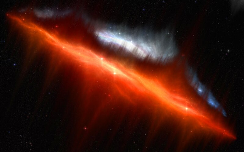 Nebula in Space — Red, Dramatic, Digital Art, Stars, Gas Clouds, Cosmic Dust