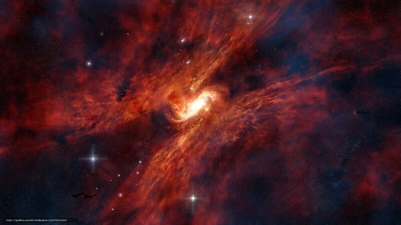 Nebula in Space — Red, Dramatic, Digital Art, Stars, Gas Clouds, Dust