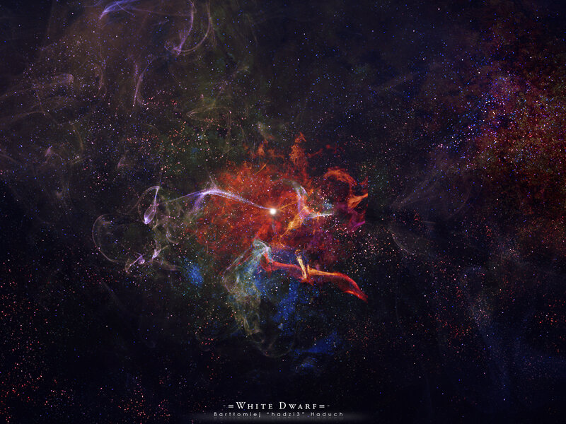 Nebula in Space — Red, Dramatic, Digital Art, Stars, Gas Clouds