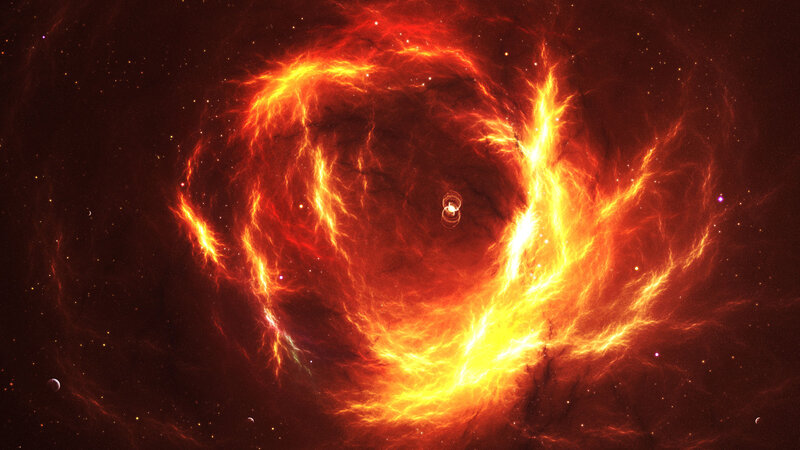 Nebula in Space — Red, Dramatic, Digital Art, Stars