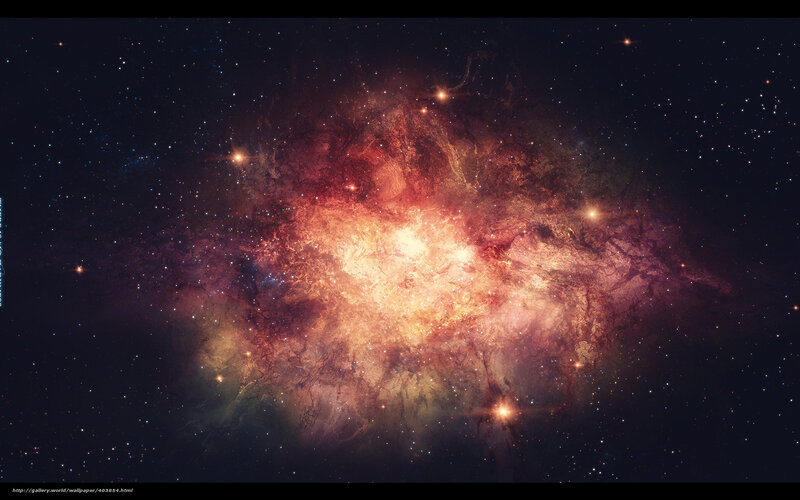 Nebula in Space — Red, Dramatic, Night, Digital Art, Stars, Gas Clouds, Cosmic Dust