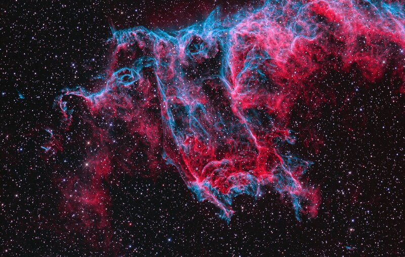 Nebula in Space — Red, Dramatic, Night, Photograph, Stars, Gas Clouds