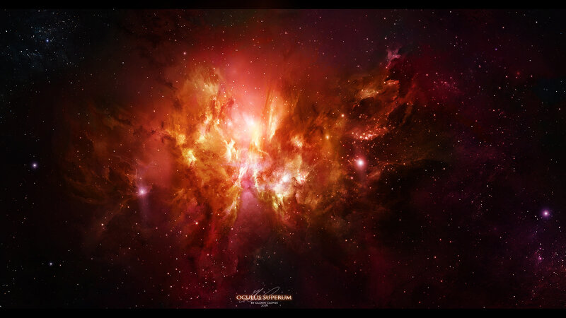 Nebula in Space — Red, Dramatic