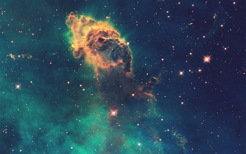 Nebula in Space — Teal, Cosmic, Photograph, Stars, Gas Clouds, Dust