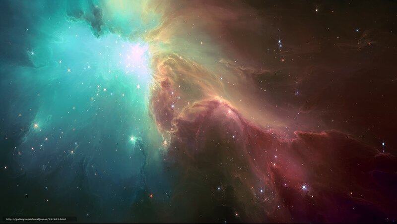 Nebula in Space — Teal, Dramatic, Digital Art, Stars