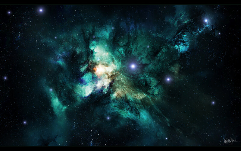 Nebula in Space — Teal, Dramatic