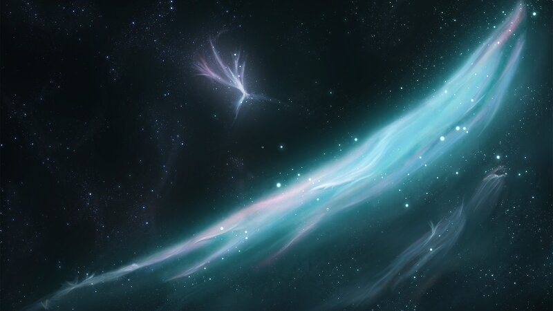 Nebula in Space — Teal, Serene, Night
