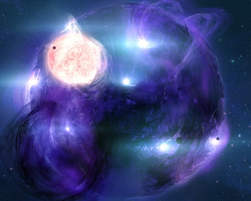 Nebula with Binary Stars