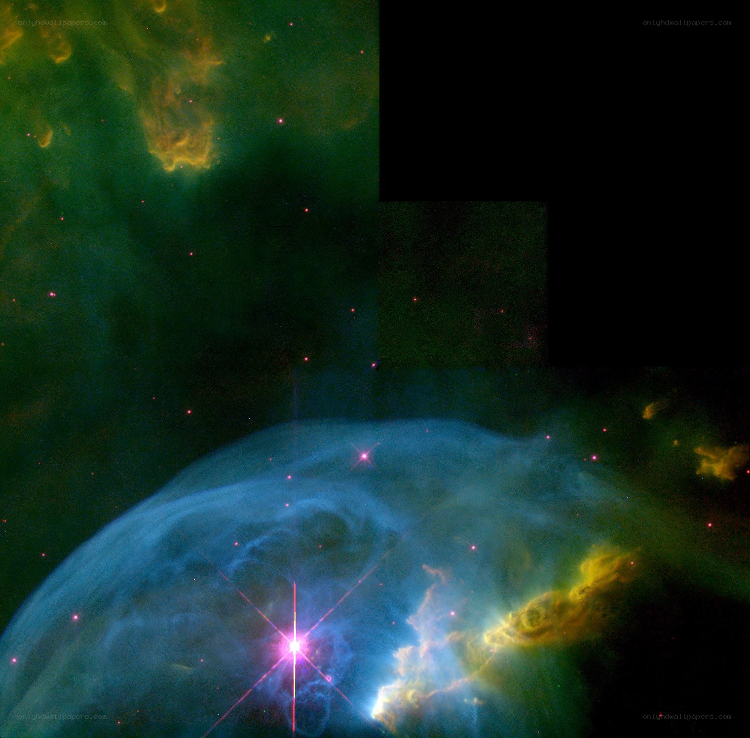 Nebula with bright star