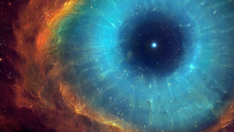 Nebula with Central Star — Blue, Cosmic, Digital Art, Gas Clouds