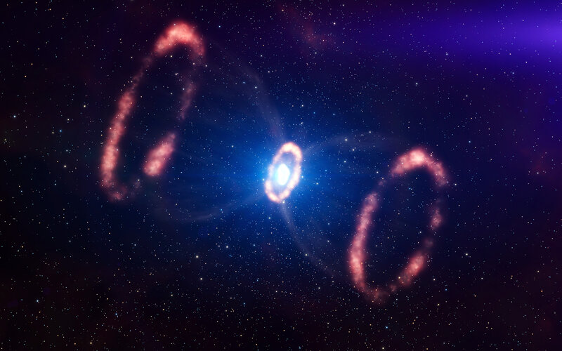Nebula with Central Star — Blue, Cosmic, Night, Digital Art, Stars, Gas Clouds