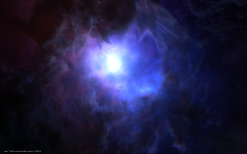 Nebula with Central Star — Blue, Cosmic, Night, Digital Art