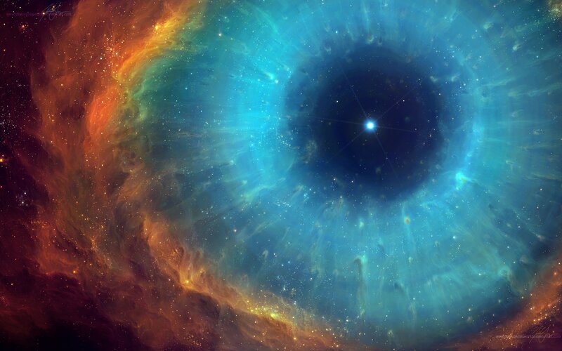 Nebula with Central Star — Blue, Dramatic