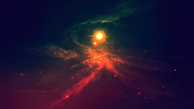 Nebula with Central Star — Red, Cosmic