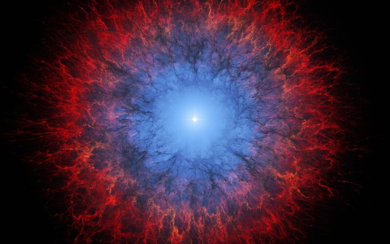 Nebula with Central Star — Red, Dramatic