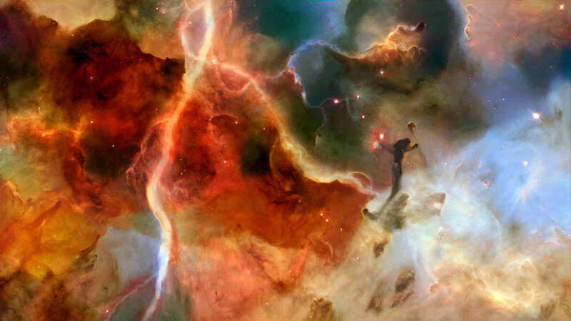 Nebula with Gas Clouds — Red, Cosmic