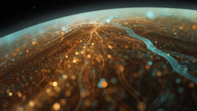 Nebula with Glowing Particles — Orange
