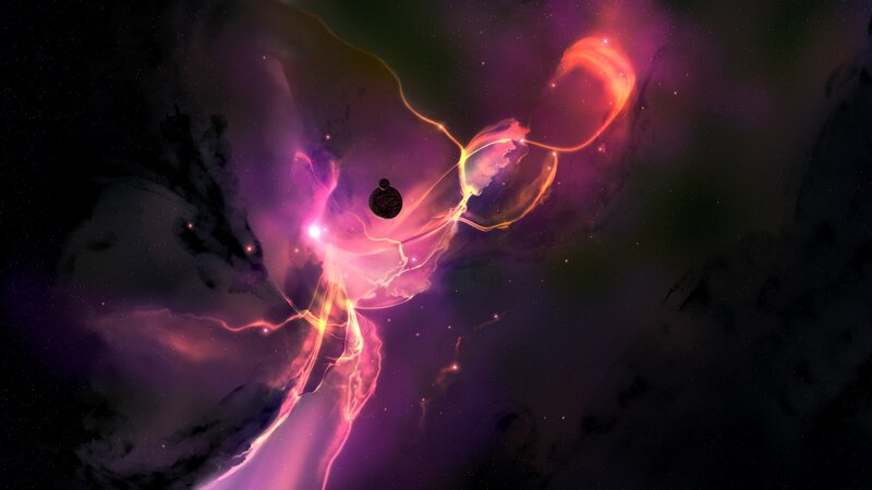 Nebula with Planet — Purple, Cosmic
