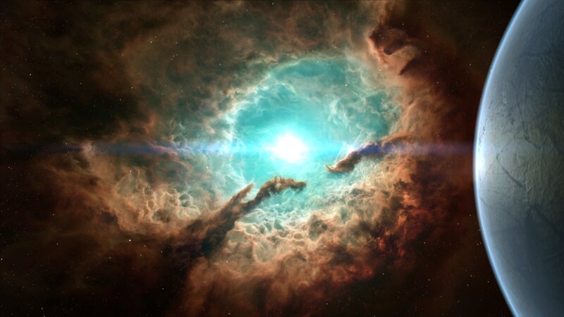 Nebula with Planet — Teal