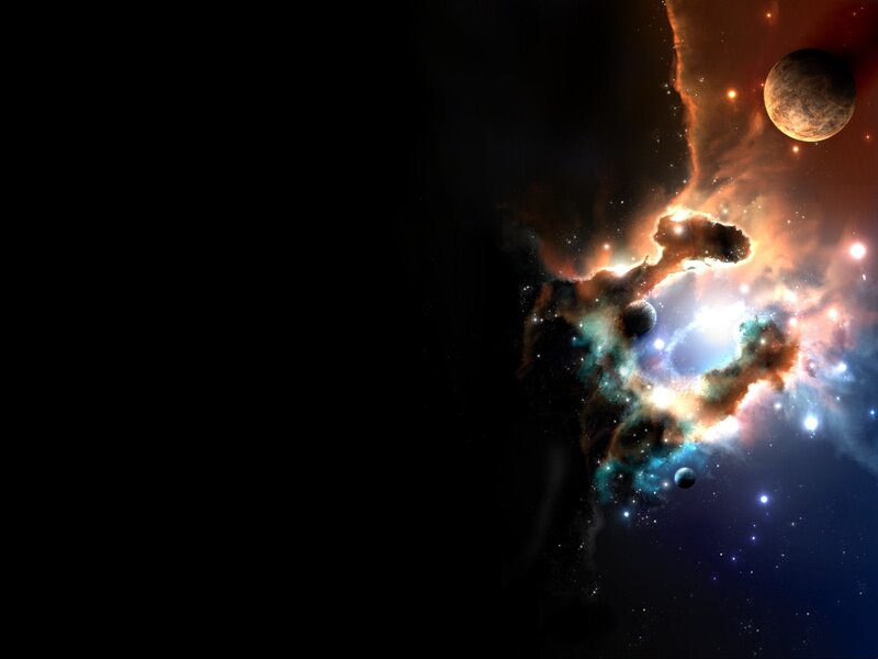 Nebula with Planets — Black, Dramatic