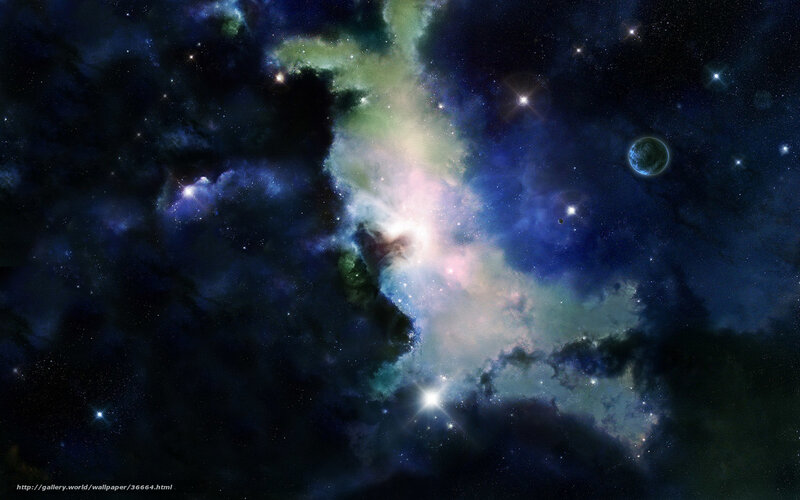 Nebula with Planets — Blue, Cosmic