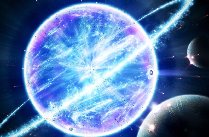 Nebula with Planets — Blue, Dramatic, Digital Art