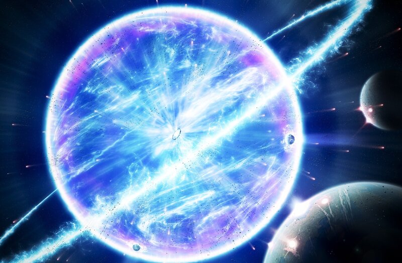 Nebula with Planets — Blue, Dramatic, Night, Digital Art