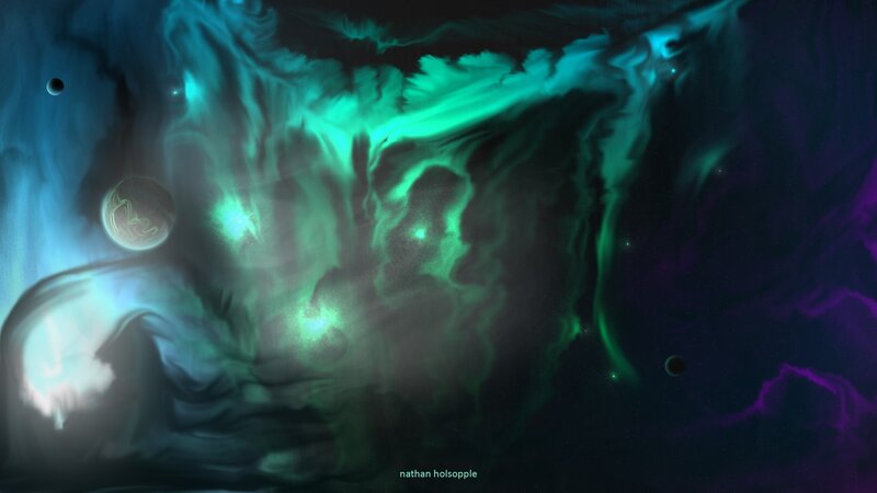 Nebula with Planets — Green