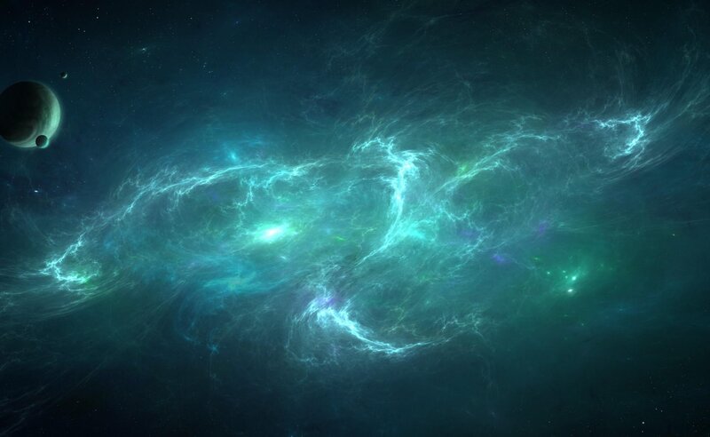 Nebula with Planets — Teal, Cosmic