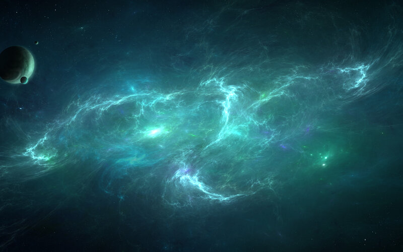 Nebula with Planets — Teal