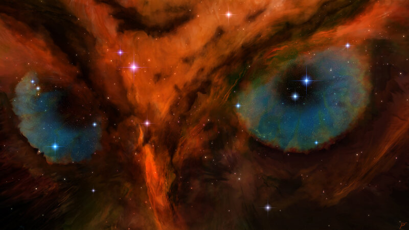 Nebula with Star Clusters — Orange