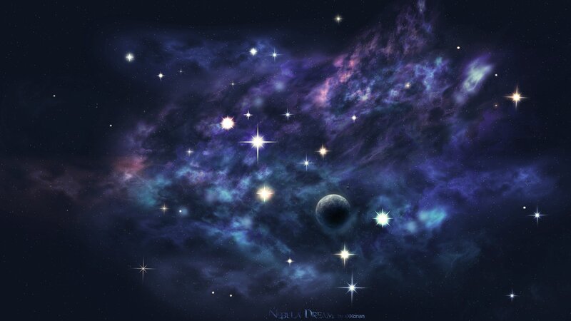 Nebula with Stars and Planet