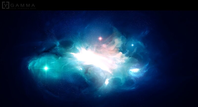 Nebula with Stars — Blue, Cosmic, Digital Art, Gas Clouds, Space