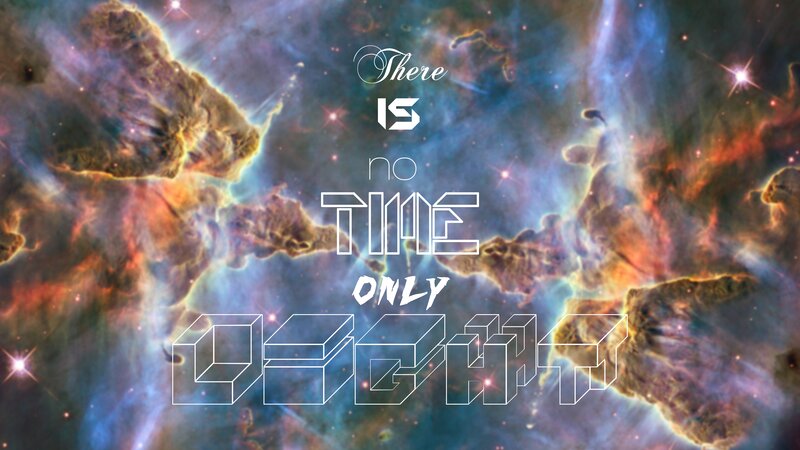 Nebula with Stars — Blue, Cosmic, Digital Art, Text