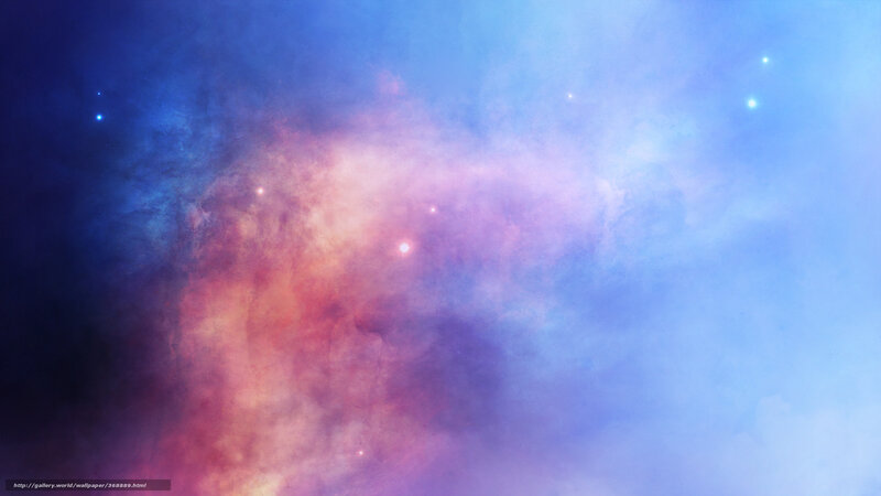 Nebula with Stars — Blue, Cosmic, Digital Art