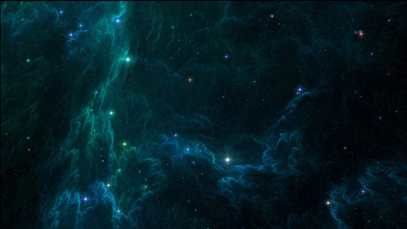 Nebula with Stars — Blue, Cosmic, Night, Digital Art, Gas Clouds, Space, Green, Black